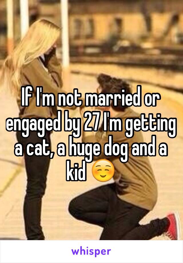 If I'm not married or engaged by 27 I'm getting a cat, a huge dog and a kid ☺️