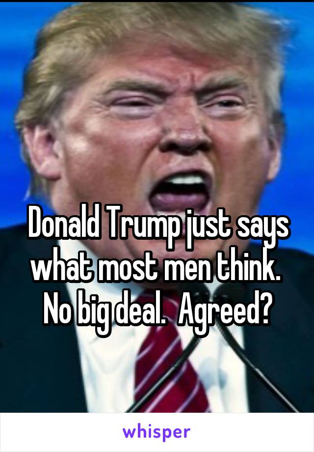

Donald Trump just says what most men think.  No big deal.  Agreed?