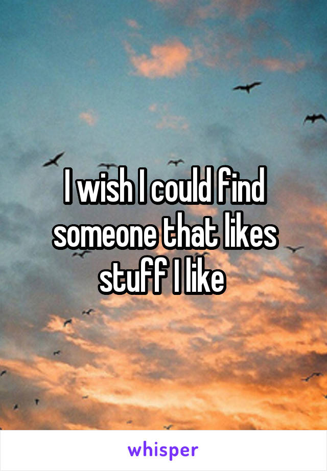 I wish I could find someone that likes stuff I like 