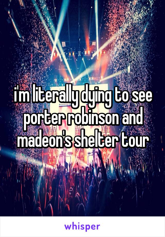 i'm literally dying to see porter robinson and madeon's shelter tour