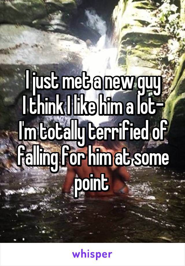 I just met a new guy
I think I like him a lot- I'm totally terrified of falling for him at some point 