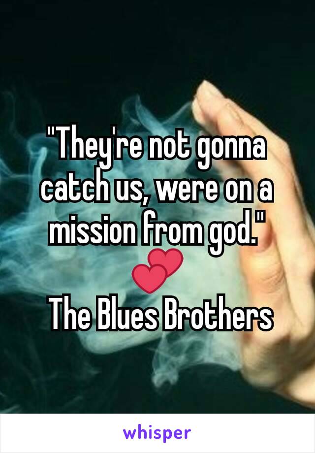 "They're not gonna catch us, were on a mission from god."
💕
 The Blues Brothers