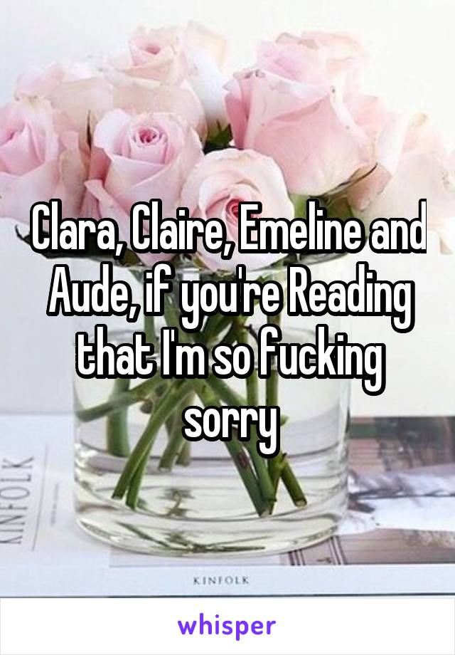 Clara, Claire, Emeline and Aude, if you're Reading that I'm so fucking sorry