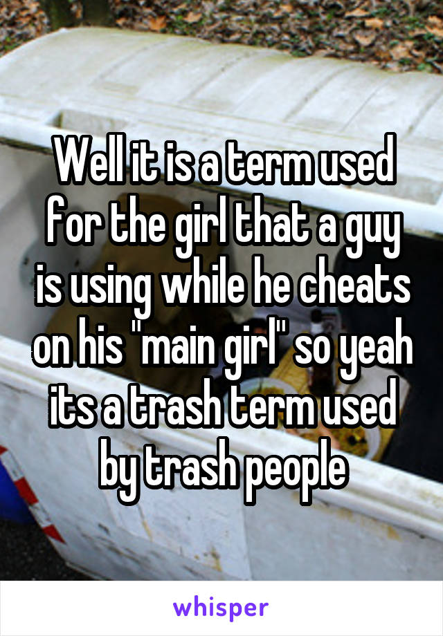 Well it is a term used for the girl that a guy is using while he cheats on his "main girl" so yeah its a trash term used by trash people
