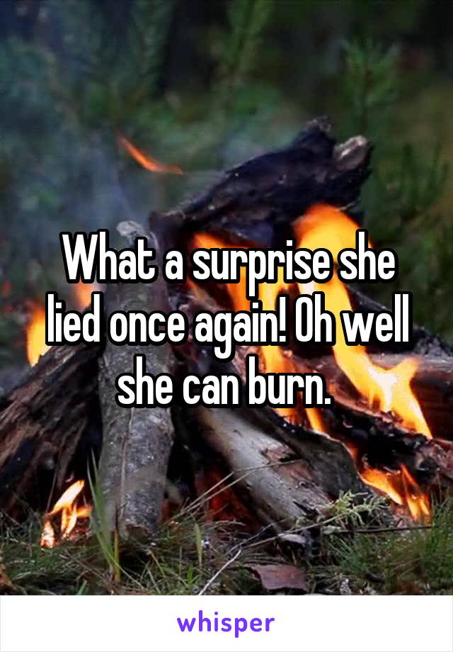 What a surprise she lied once again! Oh well she can burn. 