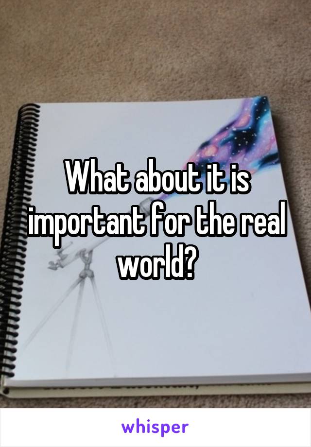 What about it is important for the real world?