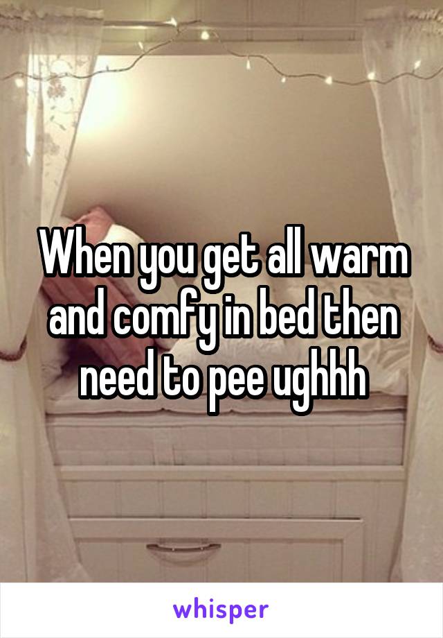 When you get all warm and comfy in bed then need to pee ughhh