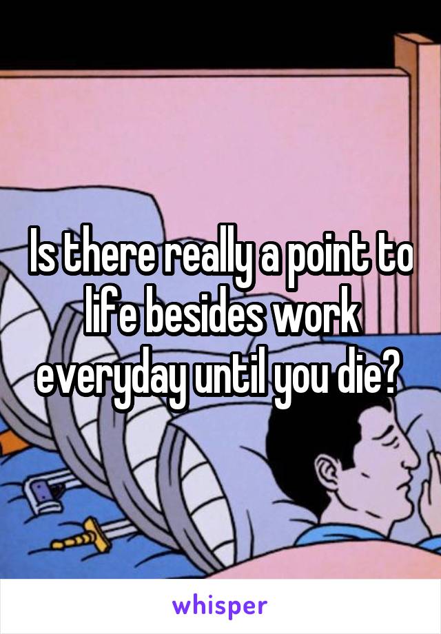 Is there really a point to life besides work everyday until you die? 