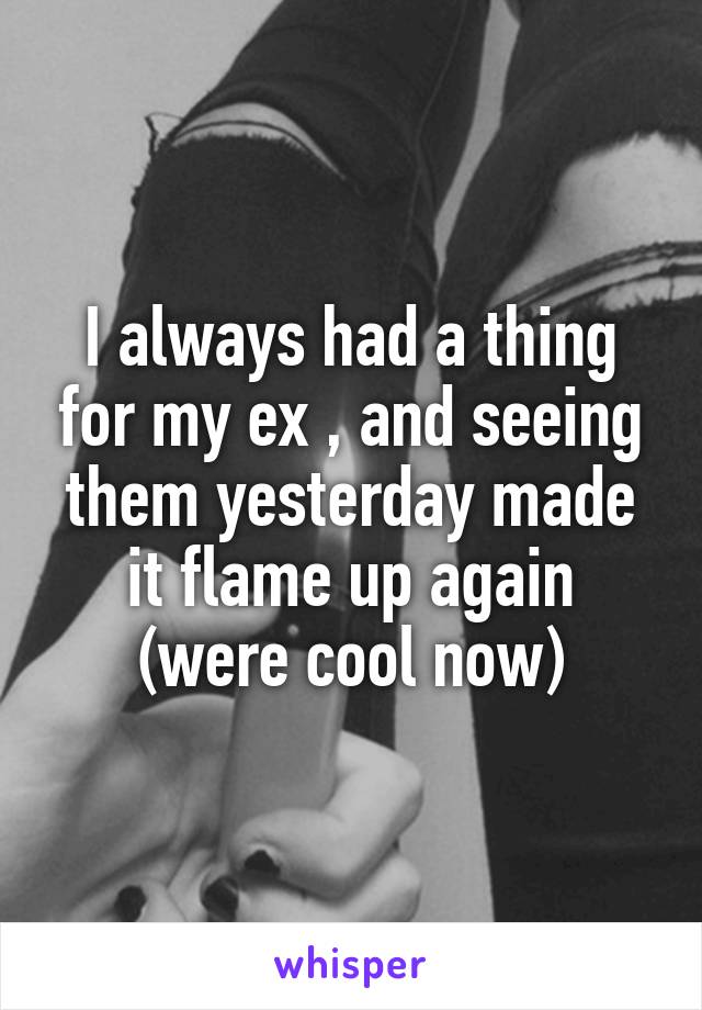 I always had a thing for my ex , and seeing them yesterday made it flame up again (were cool now)
