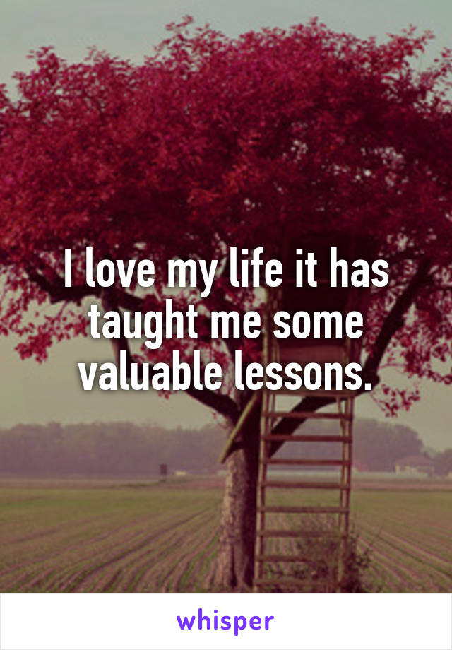 I love my life it has taught me some valuable lessons.