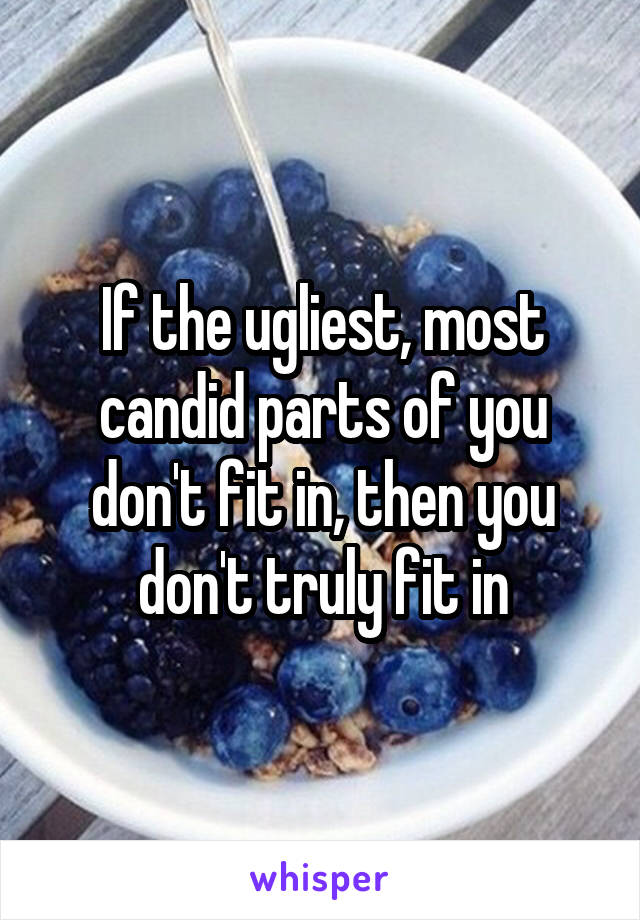 If the ugliest, most candid parts of you don't fit in, then you don't truly fit in