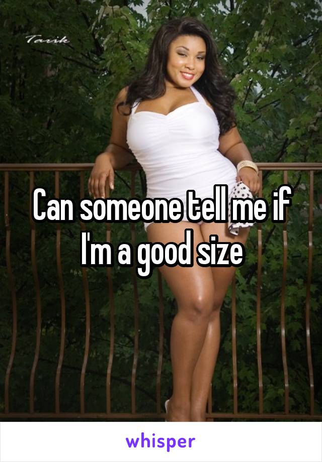Can someone tell me if I'm a good size