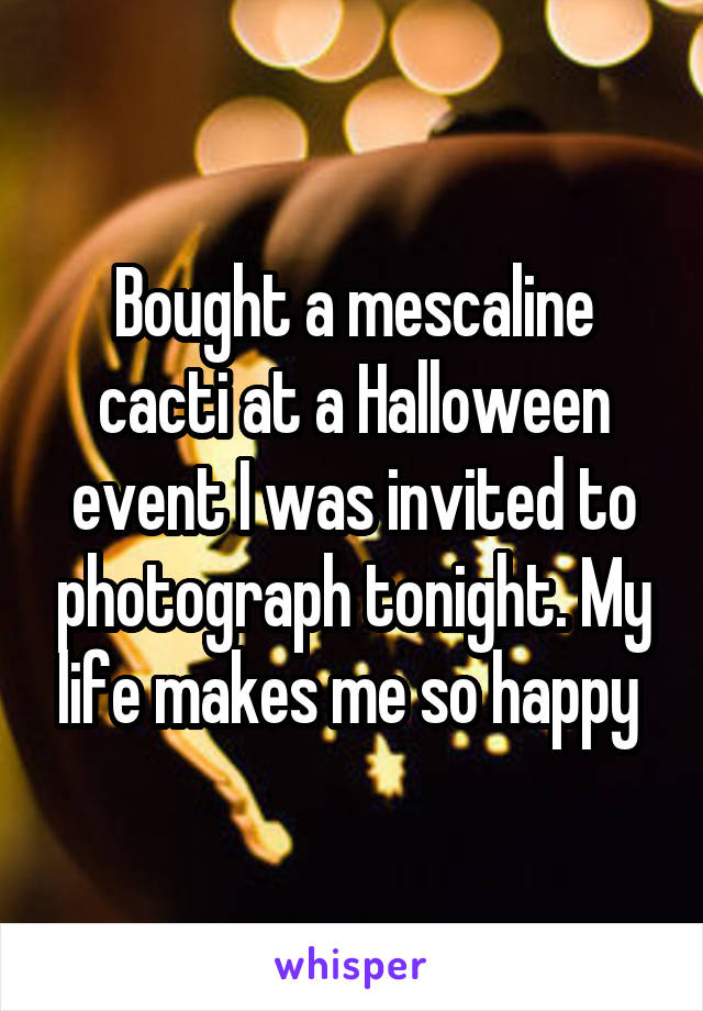 Bought a mescaline cacti at a Halloween event I was invited to photograph tonight. My life makes me so happy 