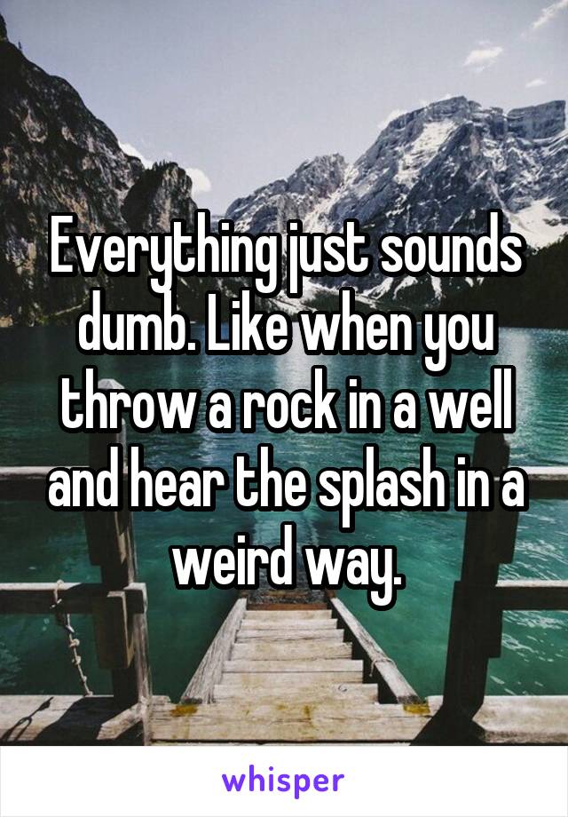 Everything just sounds dumb. Like when you throw a rock in a well and hear the splash in a weird way.