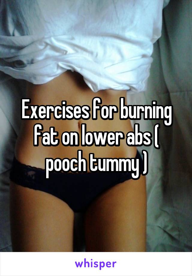 Exercises for burning fat on lower abs ( pooch tummy )