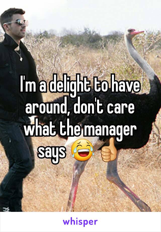 I'm a delight to have around, don't care what the manager says 😂👍