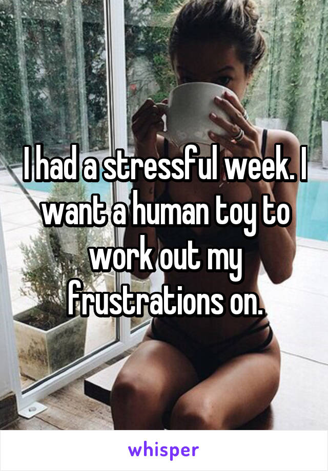 I had a stressful week. I want a human toy to work out my frustrations on.