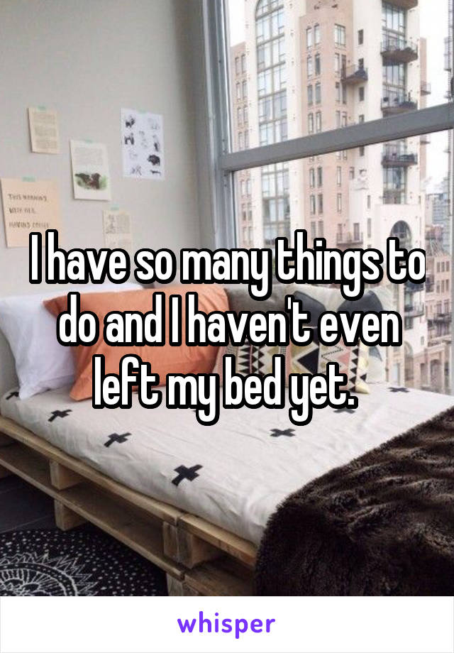 I have so many things to do and I haven't even left my bed yet. 
