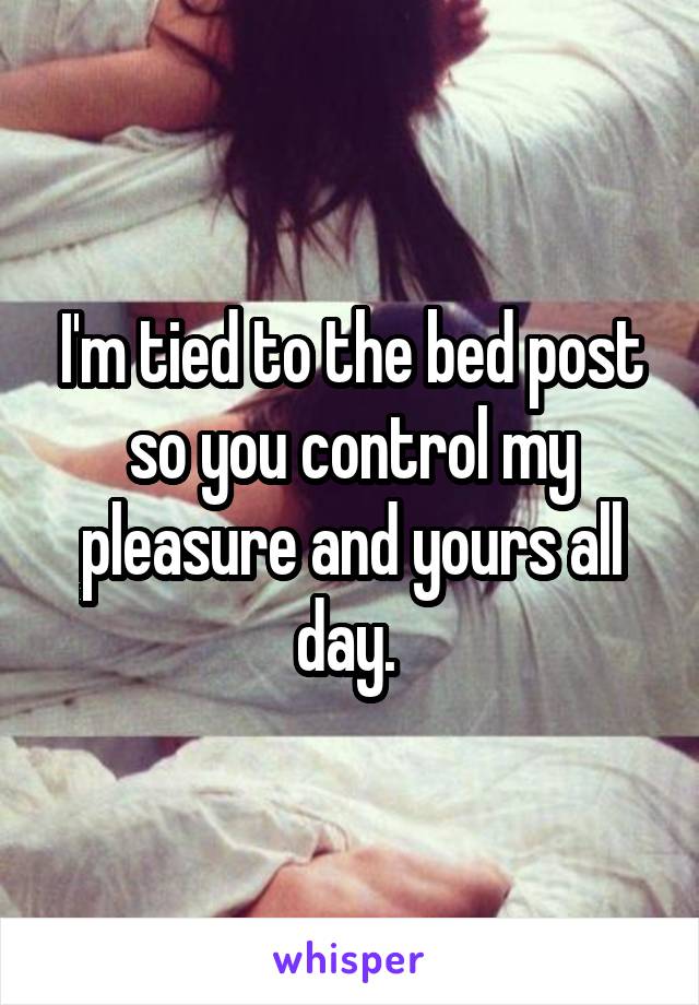 I'm tied to the bed post so you control my pleasure and yours all day. 