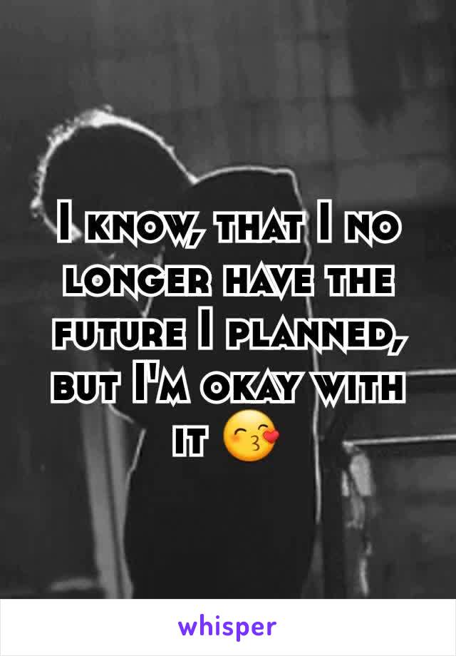 I know, that I no longer have the future I planned, but I'm okay with it 😙
