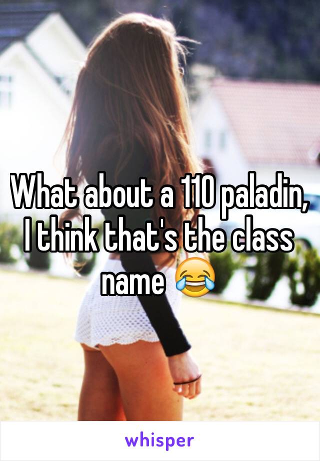 What about a 110 paladin, I think that's the class name 😂