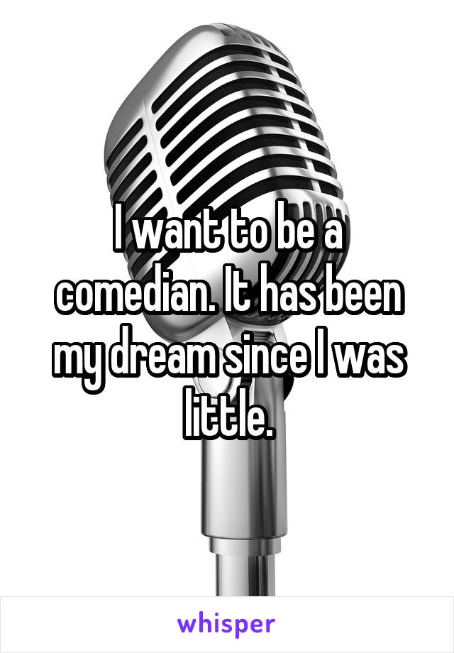 I want to be a comedian. It has been my dream since I was little.