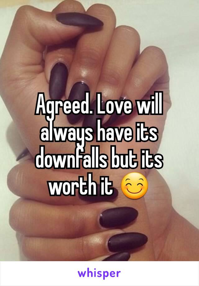 Agreed. Love will always have its downfalls but its worth it 😊