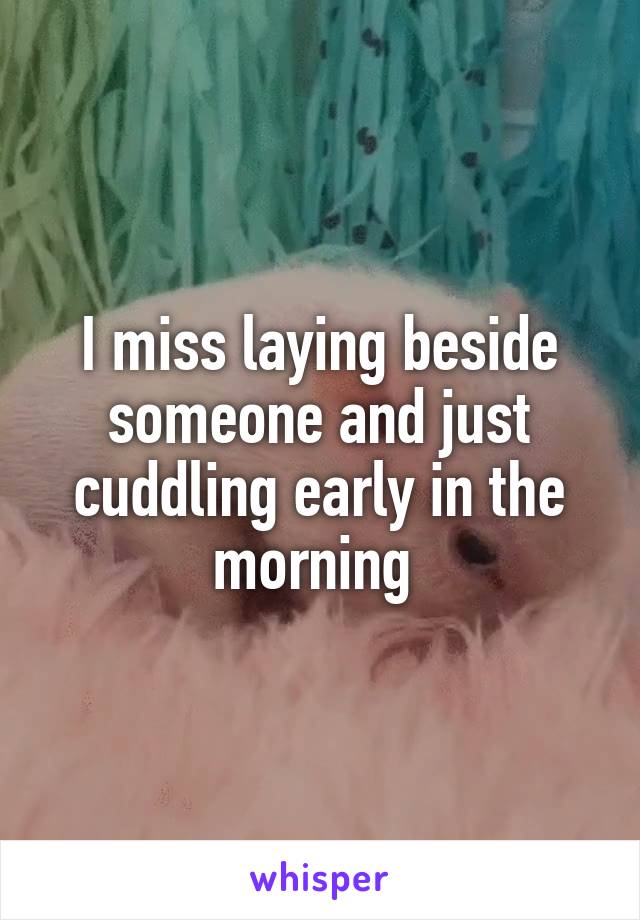 I miss laying beside someone and just cuddling early in the morning 
