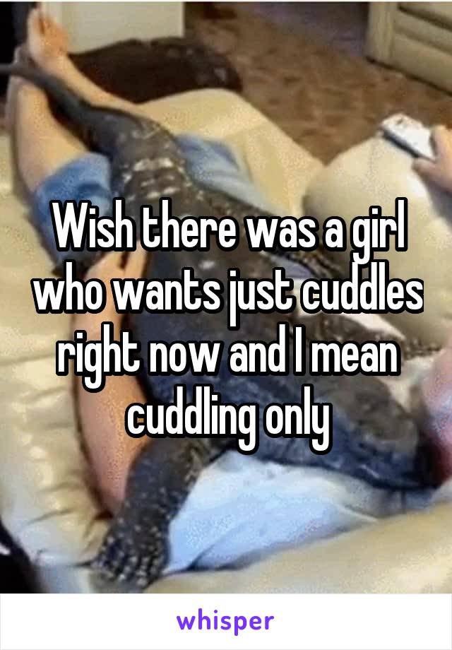 Wish there was a girl who wants just cuddles right now and I mean cuddling only