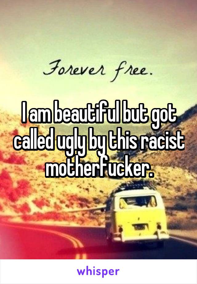 I am beautiful but got called ugly by this racist motherfucker.