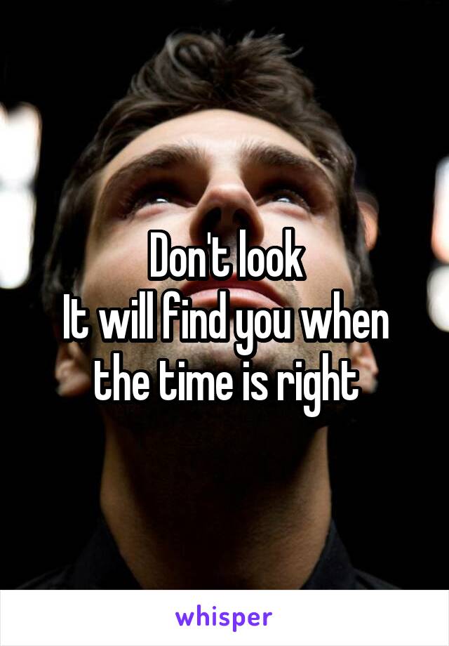 Don't look
It will find you when the time is right