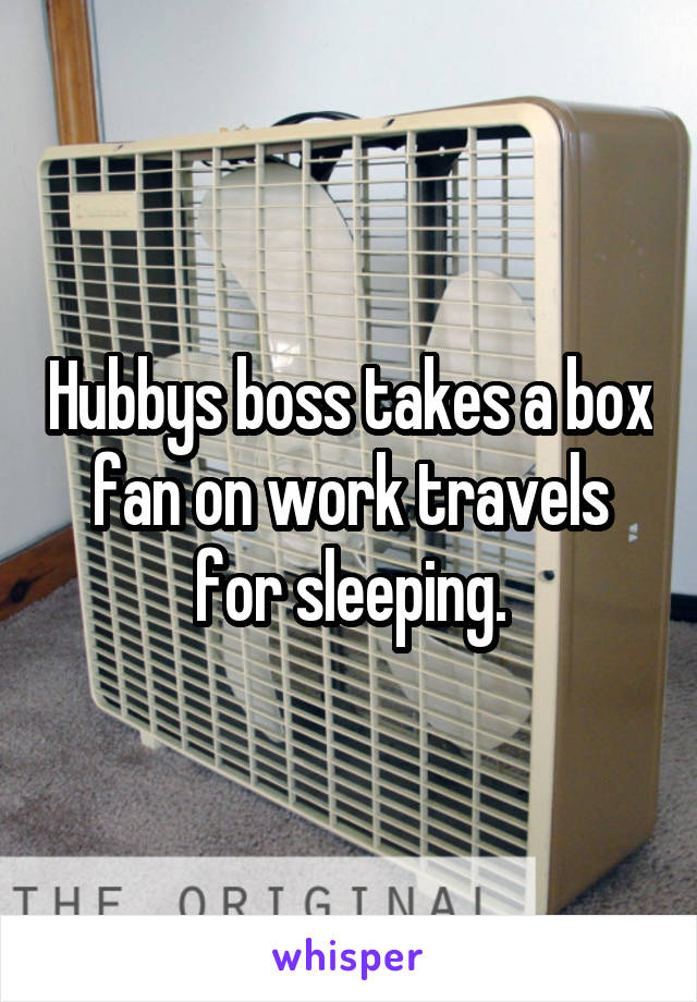 Hubbys boss takes a box fan on work travels for sleeping.
