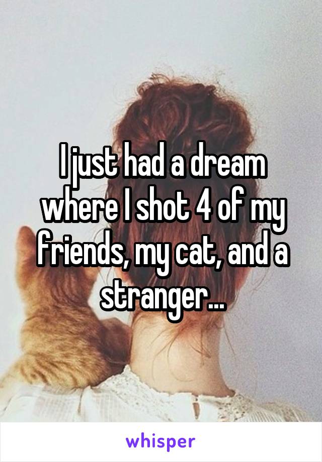 I just had a dream where I shot 4 of my friends, my cat, and a stranger...