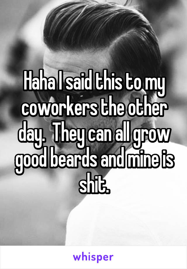 Haha I said this to my coworkers the other day.  They can all grow good beards and mine is shit.