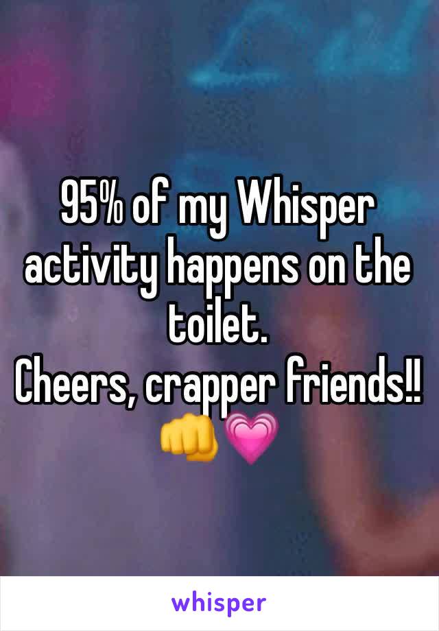 95% of my Whisper activity happens on the toilet. 
Cheers, crapper friends!!👊💗