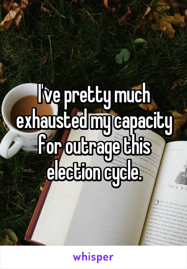 I've pretty much exhausted my capacity for outrage this election cycle.