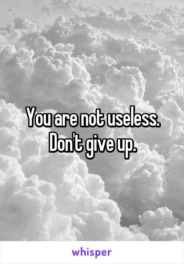 You are not useless. Don't give up.