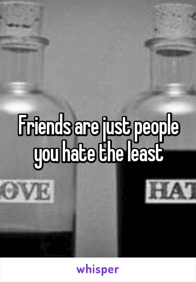 Friends are just people you hate the least