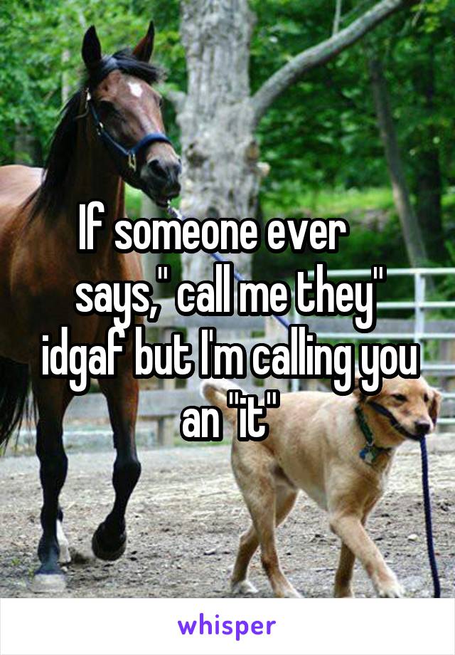 If someone ever     says," call me they" idgaf but I'm calling you an "it"