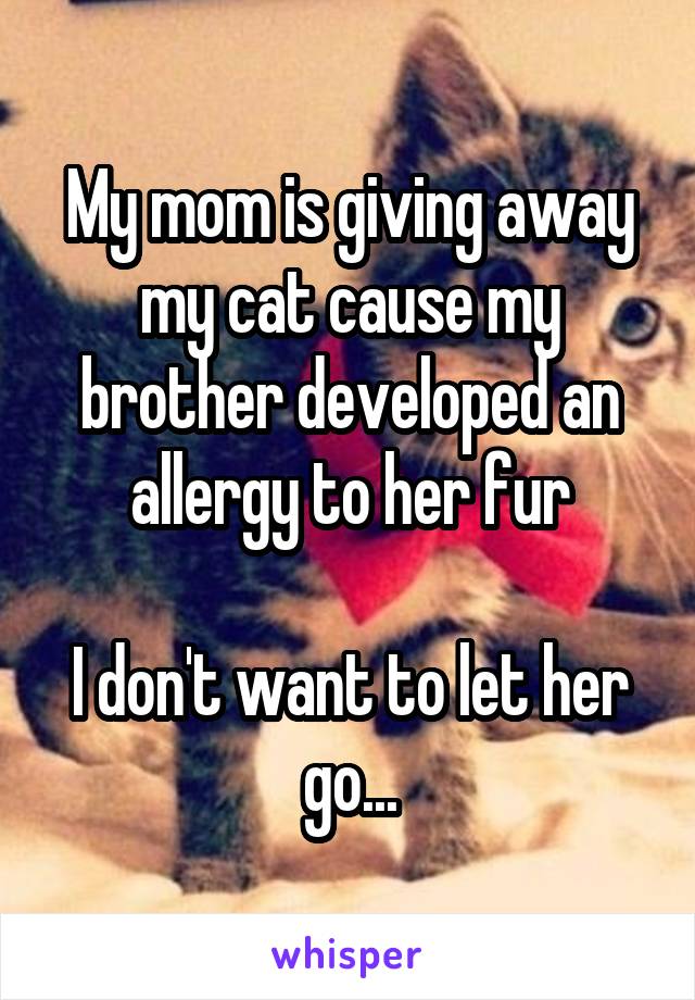 My mom is giving away my cat cause my brother developed an allergy to her fur

I don't want to let her go...