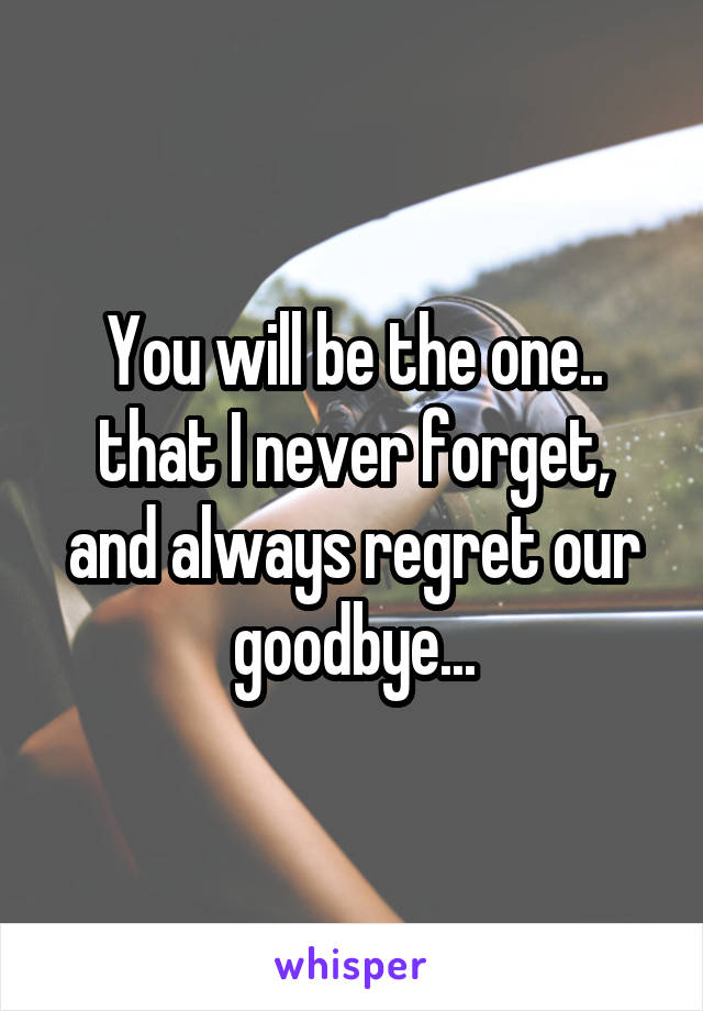 You will be the one.. that I never forget, and always regret our goodbye...