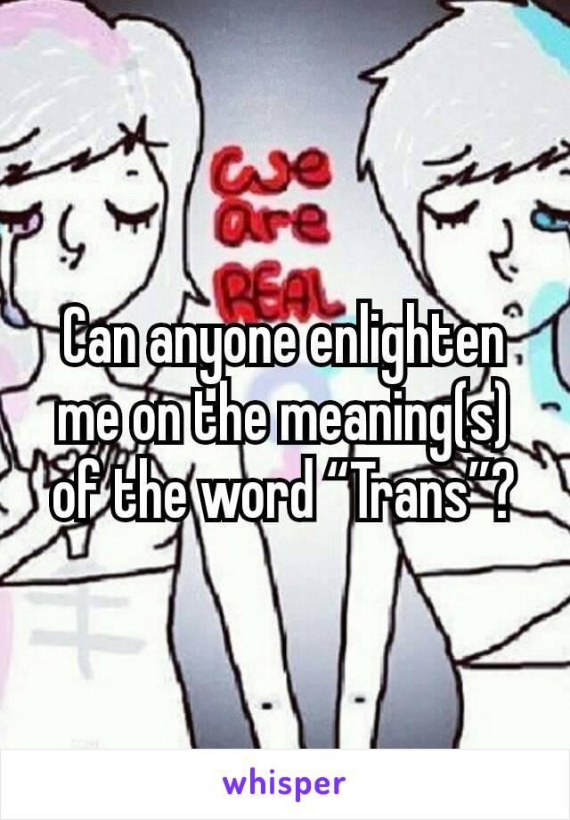 Can anyone enlighten me on the meaning(s) of the word “Trans”?
