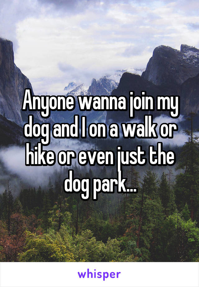 Anyone wanna join my dog and I on a walk or hike or even just the dog park...