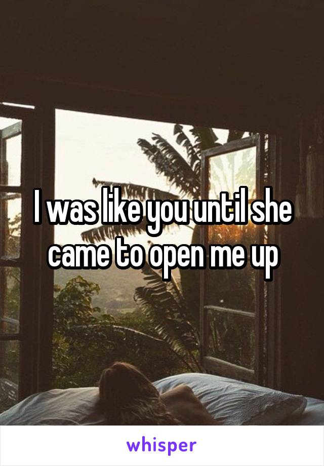 I was like you until she came to open me up