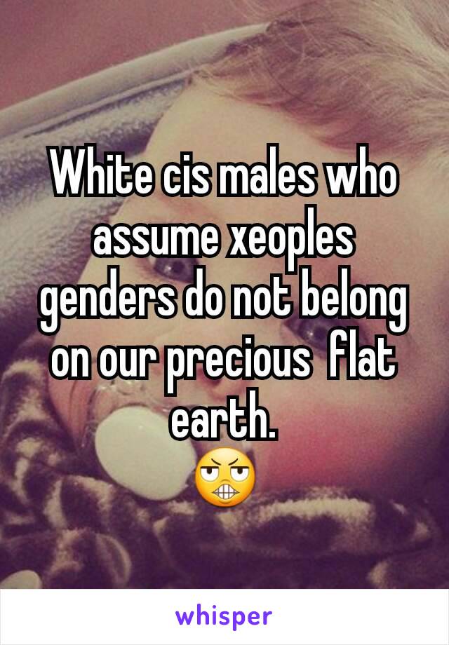 White cis males who assume xeoples genders do not belong on our precious  flat earth.
😬