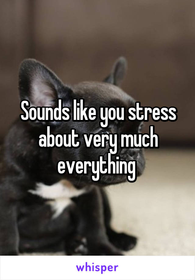 Sounds like you stress about very much everything 