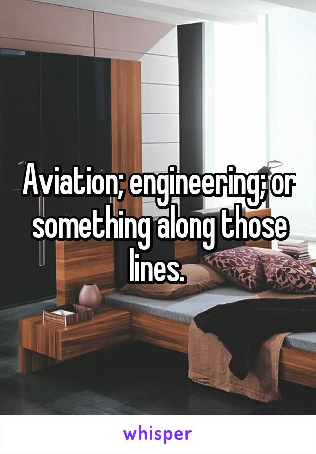 Aviation; engineering; or something along those lines. 