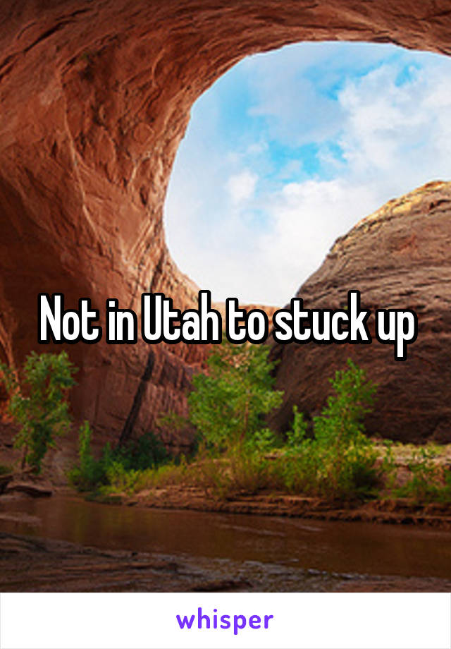 Not in Utah to stuck up