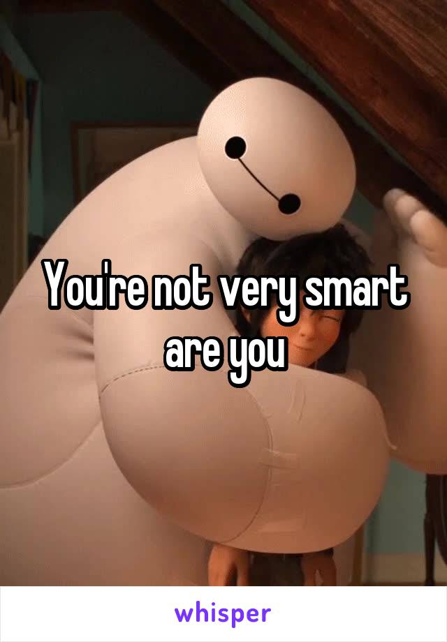 You're not very smart are you