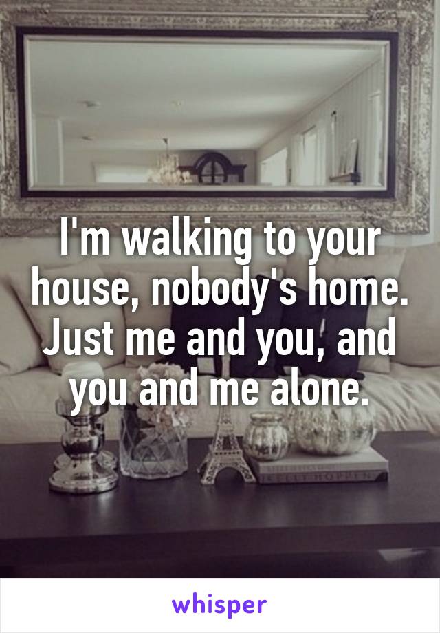 I'm walking to your house, nobody's home.
Just me and you, and you and me alone.
